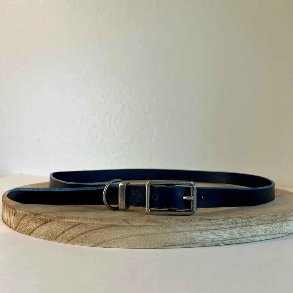 GAP Blue Genuine Leather Silver Utility Buckle Belt Size Medium
